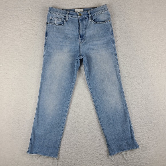 Frame Denim Denim - FRAME Jeans Womens 28 Blue Le Sylvie Crop Fray Light Wash Denim
